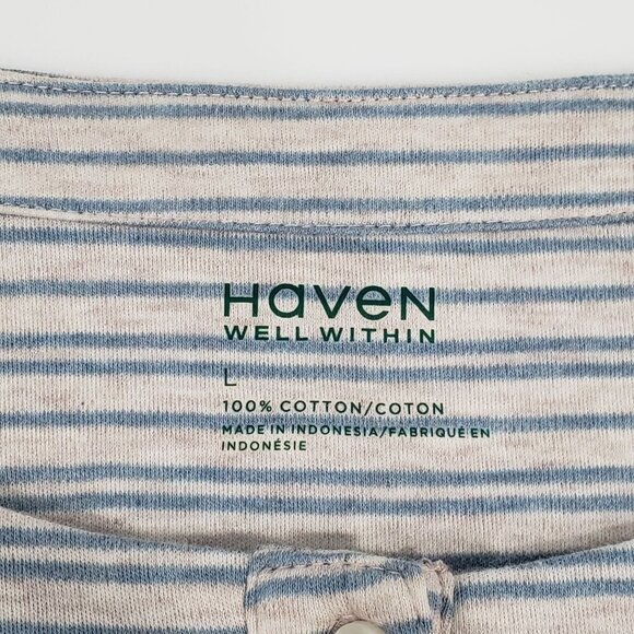 Haven Well Within Cotton Jersey Dress Striped Pockets Coastal Beachy Size L - Picture 8 of 12